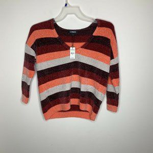 NWT Express Womens Pink/White/Purple Striped 3/4